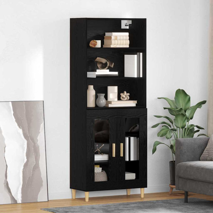 Highboard 2 pcs Zwart Eiken 69,5 x 34 x 180 cm Bewerkt hout