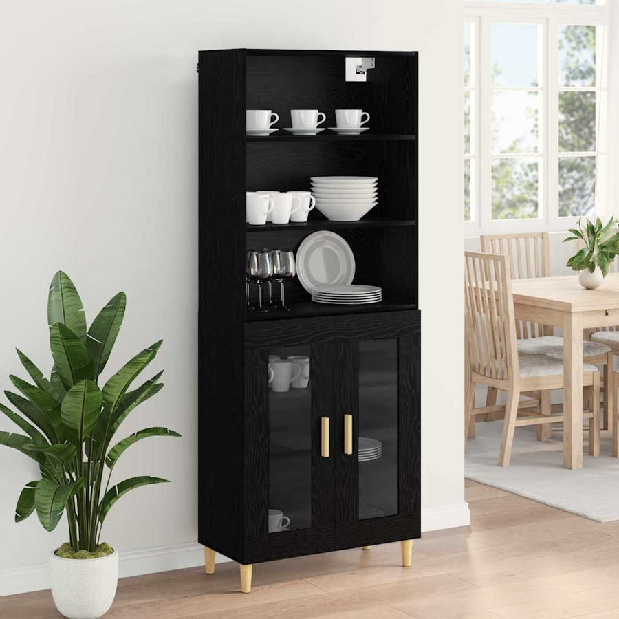 Highboard 2 pcs Zwart Eiken 69,5 x 34 x 180 cm Bewerkt hout