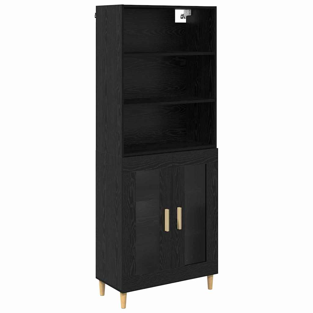Highboard 2 pcs Zwart Eiken 69,5 x 34 x 180 cm Bewerkt hout