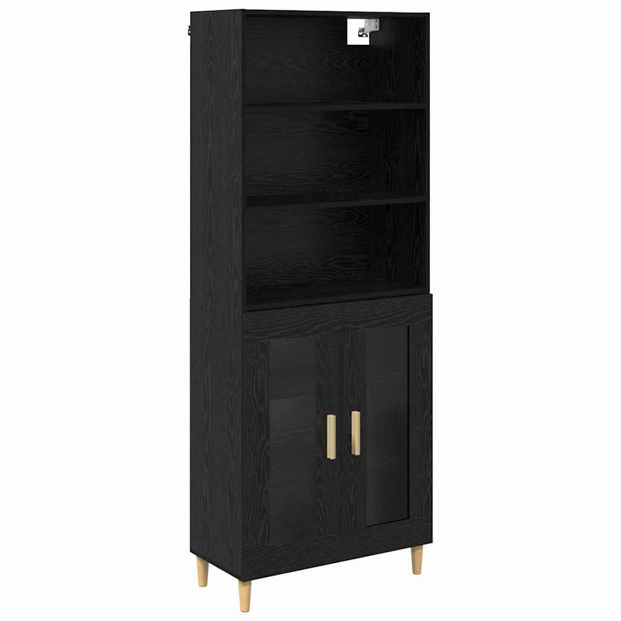 Highboard 2 pcs Zwart Eiken 69,5 x 34 x 180 cm Bewerkt hout