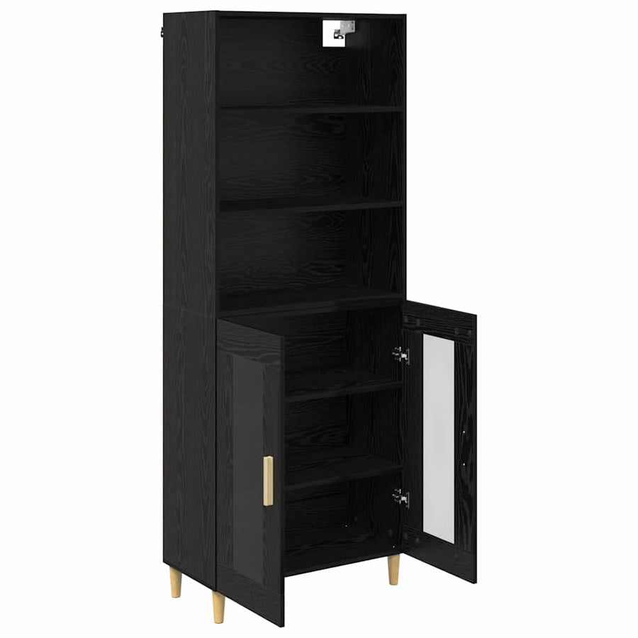 Highboard 2 pcs Zwart Eiken 69,5 x 34 x 180 cm Bewerkt hout