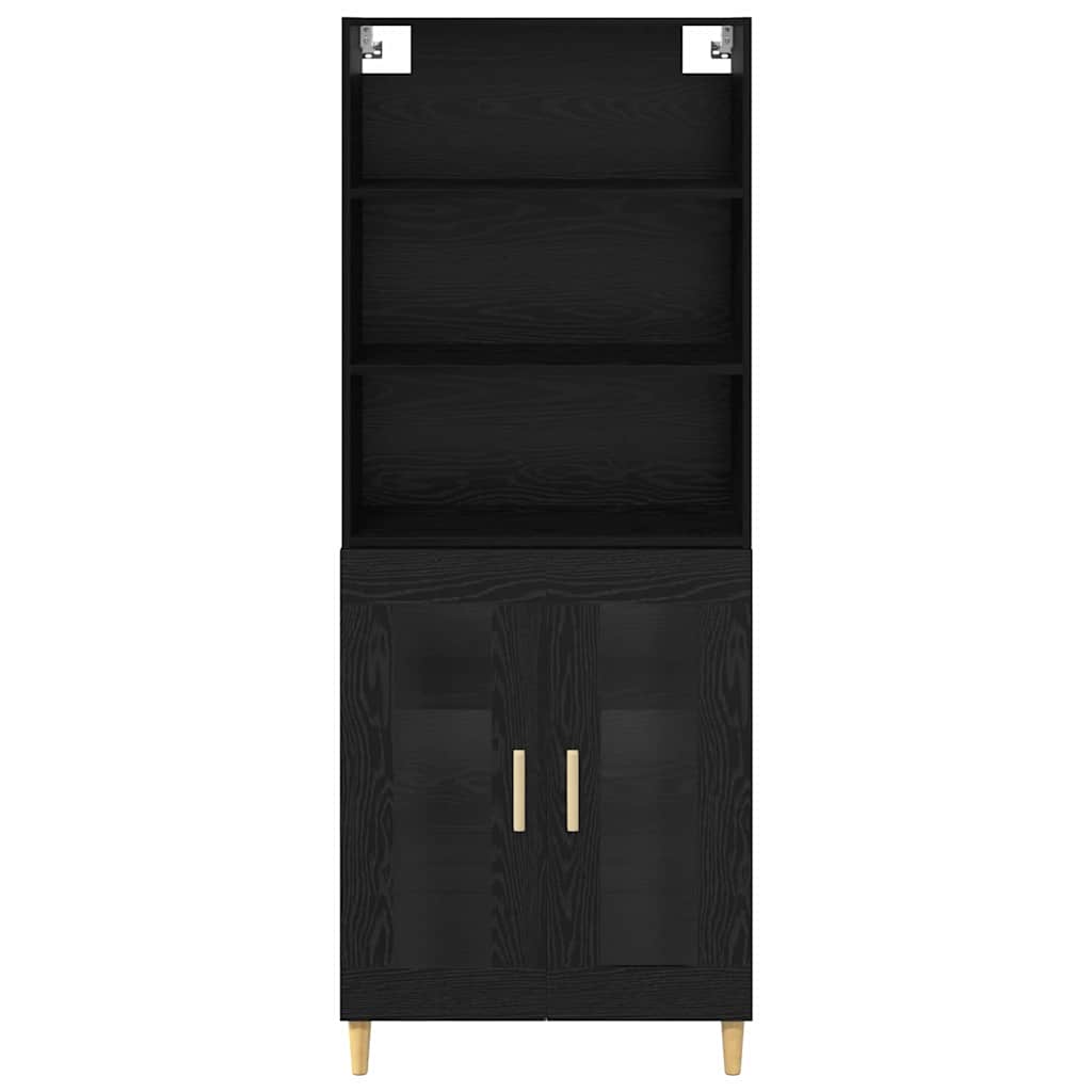 Highboard 2 pcs Zwart Eiken 69,5 x 34 x 180 cm Bewerkt hout