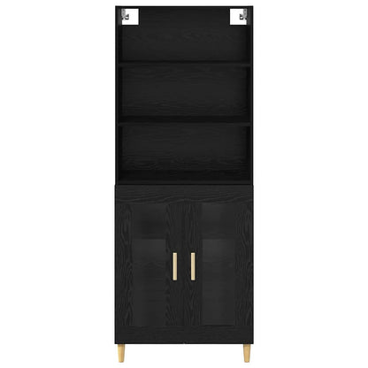 Highboard 2 pcs Zwart Eiken 69,5 x 34 x 180 cm Bewerkt hout