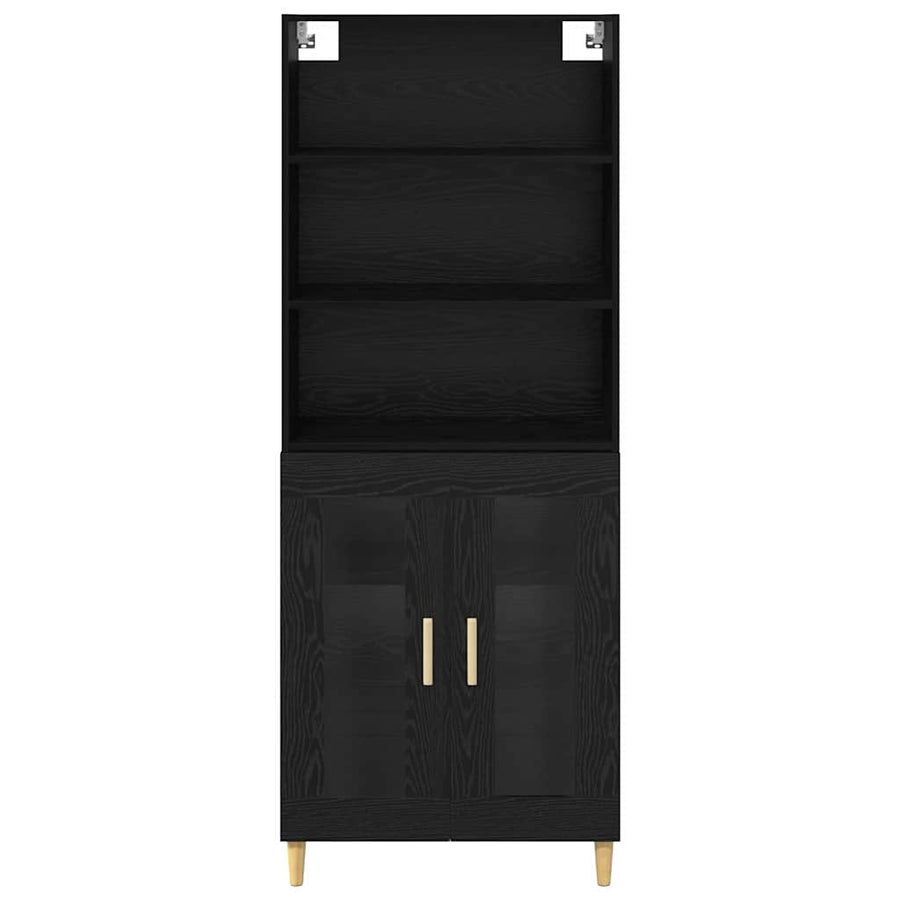 Highboard 2 pcs Zwart Eiken 69,5 x 34 x 180 cm Bewerkt hout