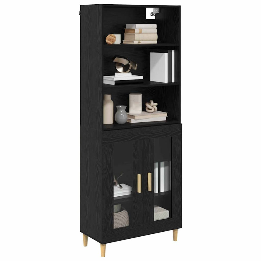 Highboard 2 pcs Zwart Eiken 69,5 x 34 x 180 cm Bewerkt hout