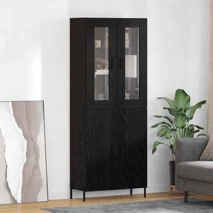 Highboard Zwart Eiken 69,5 x 34 x 180 cm Bewerkt hout
