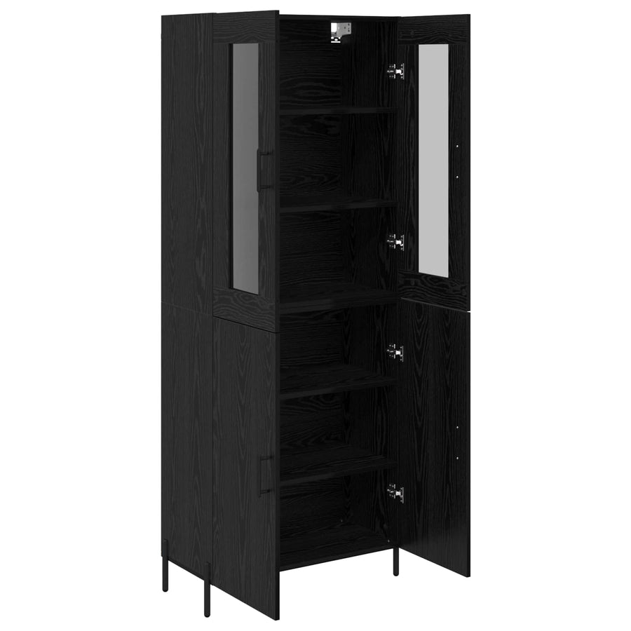 Highboard Zwart Eiken 69,5 x 34 x 180 cm Bewerkt hout
