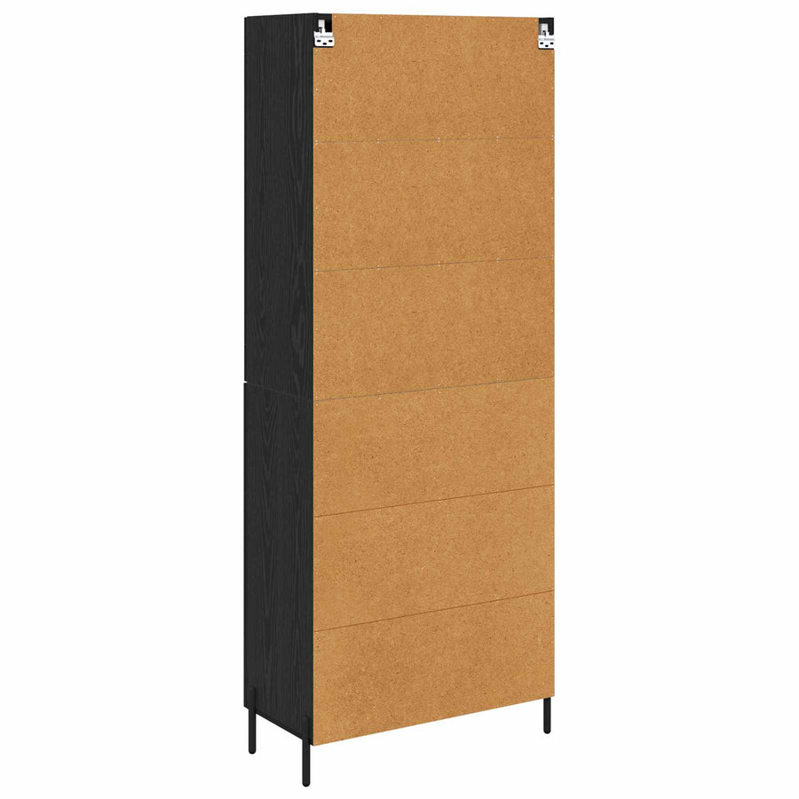 Highboard Zwart Eiken 69,5 x 34 x 180 cm Bewerkt hout