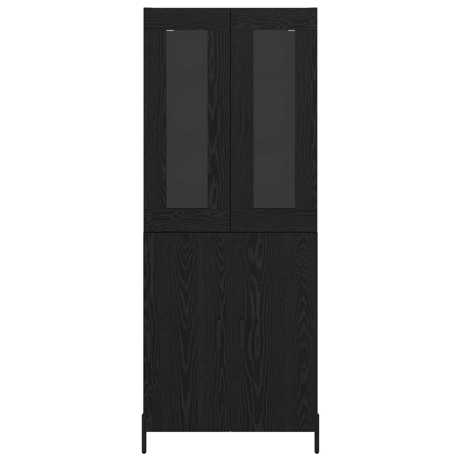 Highboard Zwart Eiken 69,5 x 34 x 180 cm Bewerkt hout
