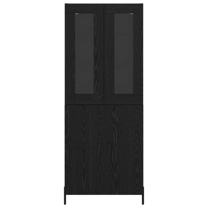 Highboard Zwart Eiken 69,5 x 34 x 180 cm Bewerkt hout