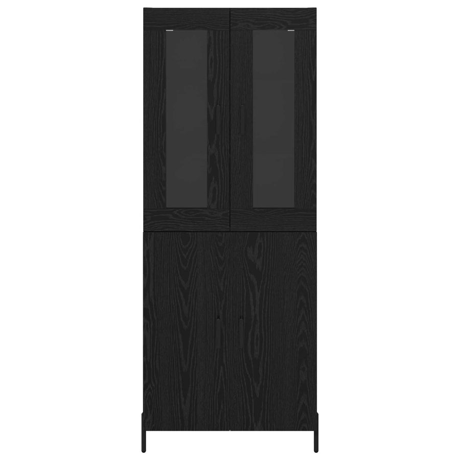 Highboard Zwart Eiken 69,5 x 34 x 180 cm Bewerkt hout