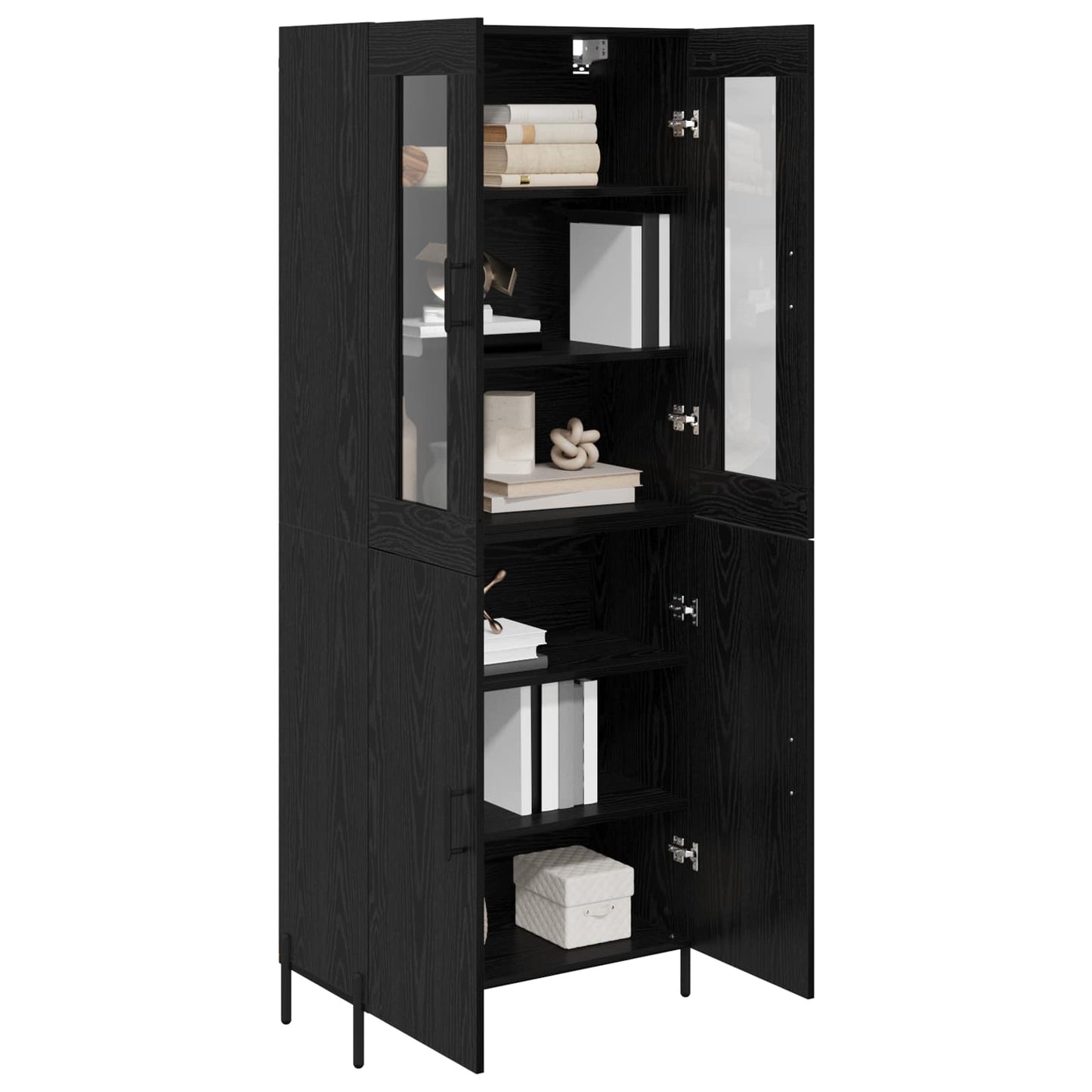 Highboard Zwart Eiken 69,5 x 34 x 180 cm Bewerkt hout