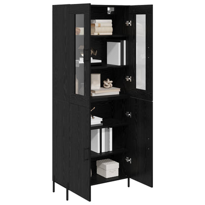 Highboard Zwart Eiken 69,5 x 34 x 180 cm Bewerkt hout