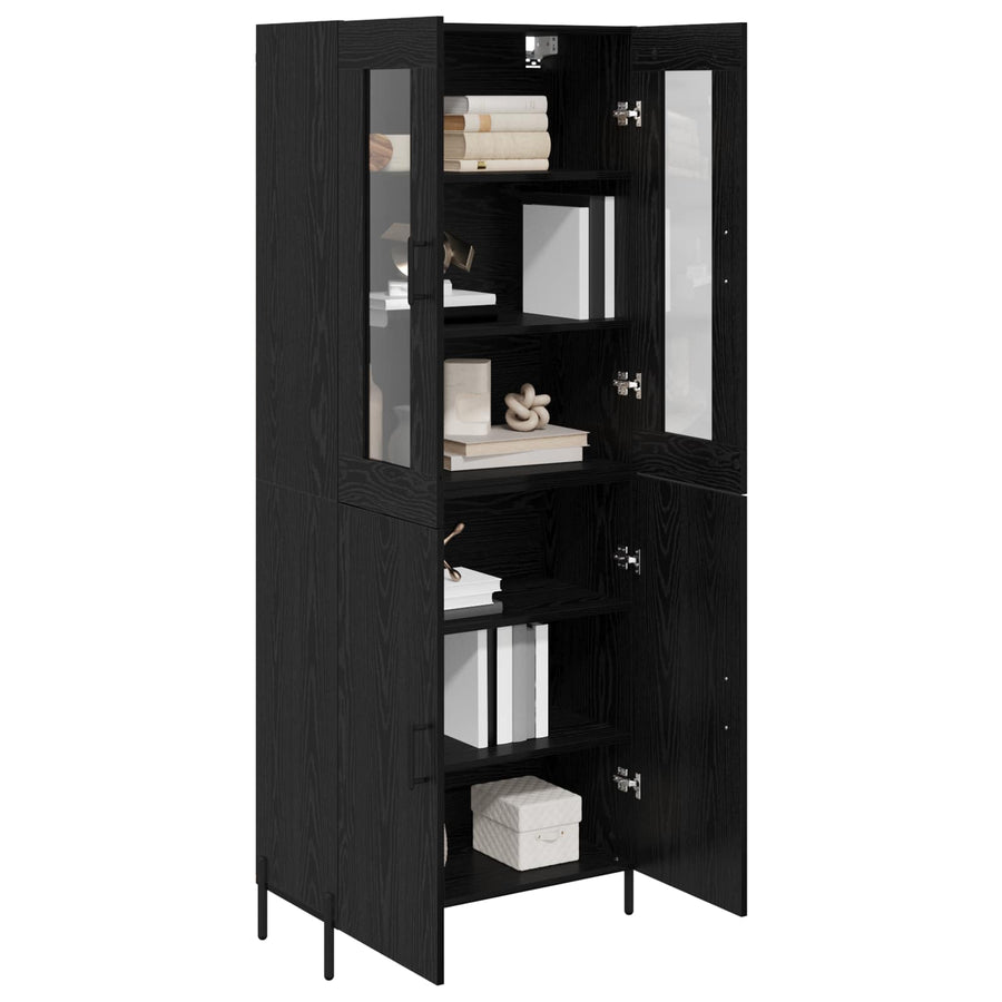 Highboard Zwart Eiken 69,5 x 34 x 180 cm Bewerkt hout