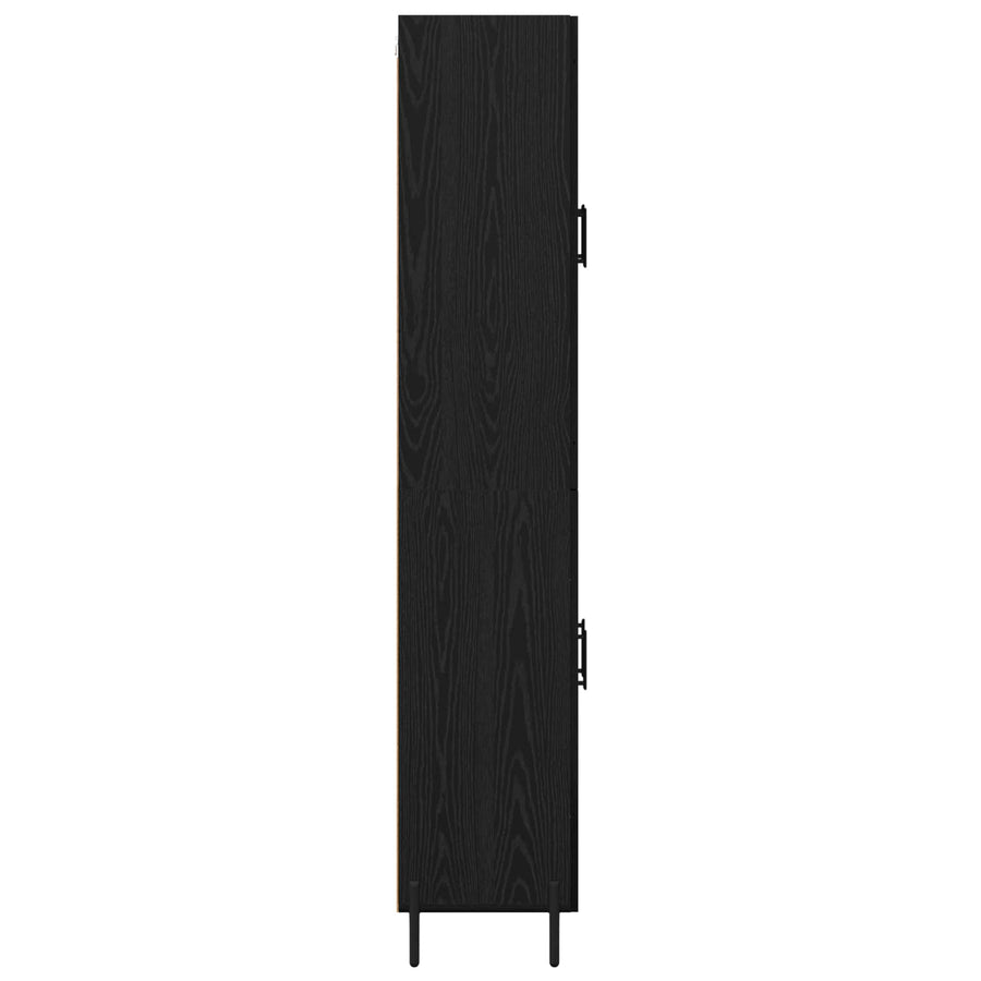 Highboard Zwart Eiken 69,5 x 34 x 180 cm Bewerkt hout