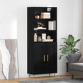 Hoge kast met lade Zwart Eiken 69,5 x 34 x 180 cm Bewerkt hout