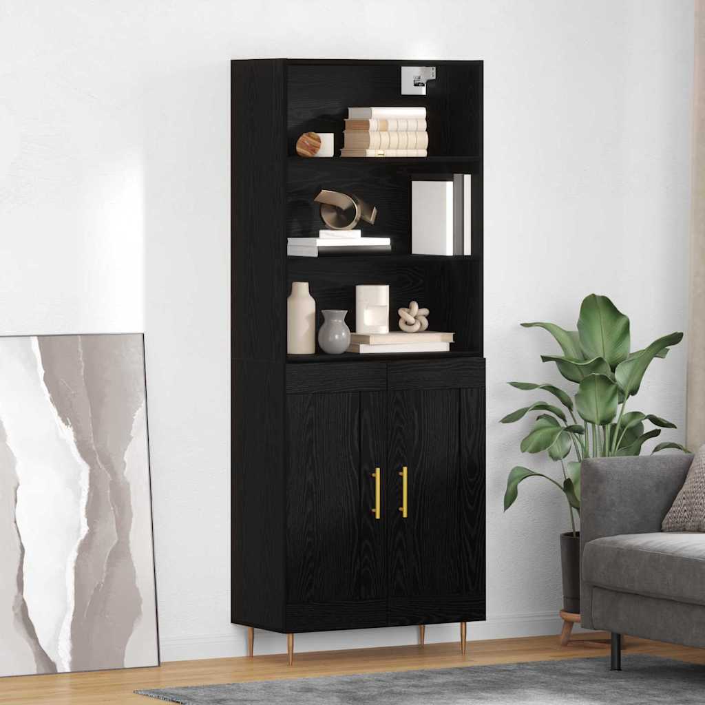 Highboard Wandgemonteerd 2 pcs Zwart Eiken Bewerkt hout