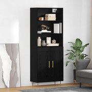 Wandkast Zwart Eiken 69,5x34x180 cm met lade