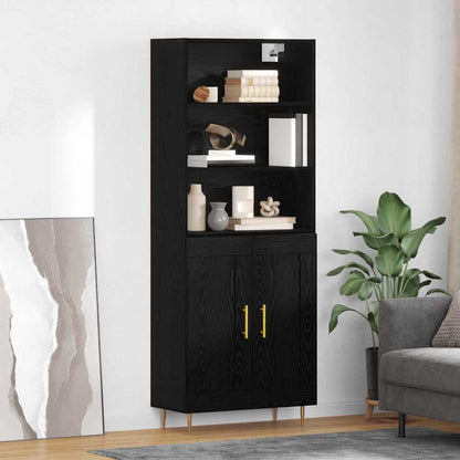 Highboard Wandgemonteerd 2 pcs Zwart Eiken Bewerkt hout