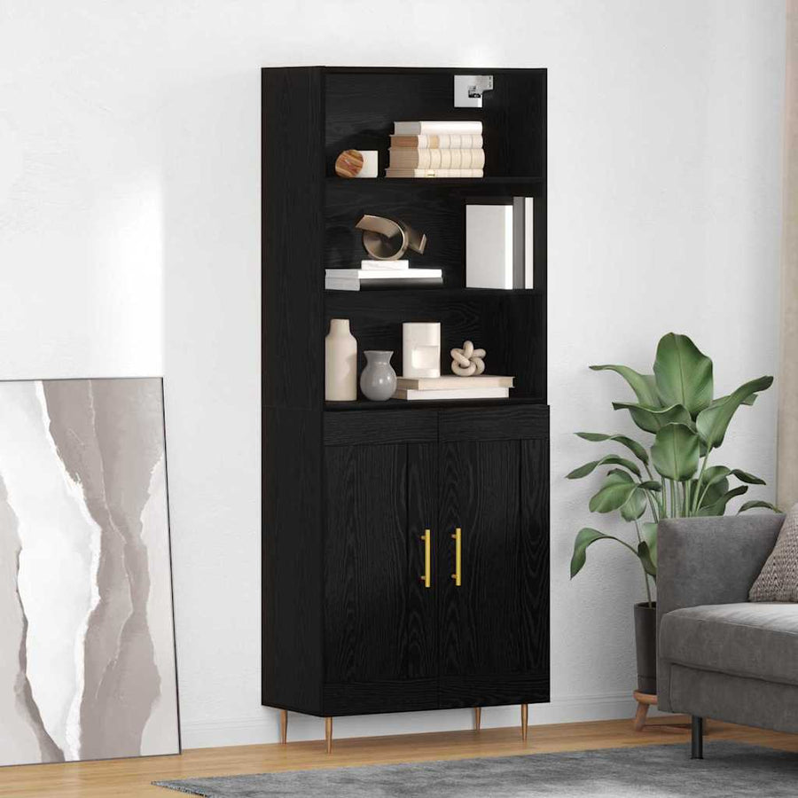 Highboard Wandgemonteerd 2 pcs Zwart Eiken Bewerkt hout