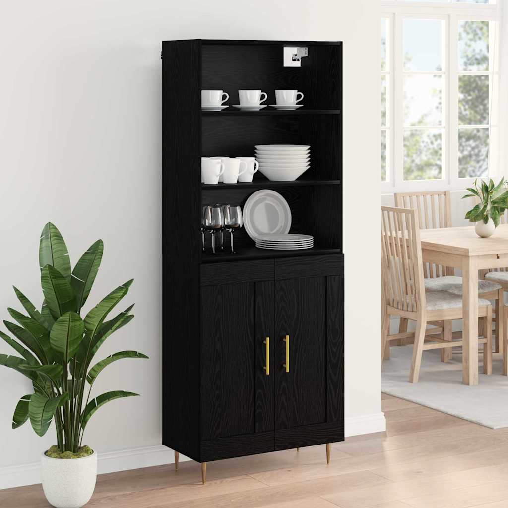 Highboard Wandgemonteerd 2 pcs Zwart Eiken Bewerkt hout