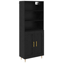 Highboard Wandgemonteerd 2 pcs Zwart Eiken Bewerkt hout