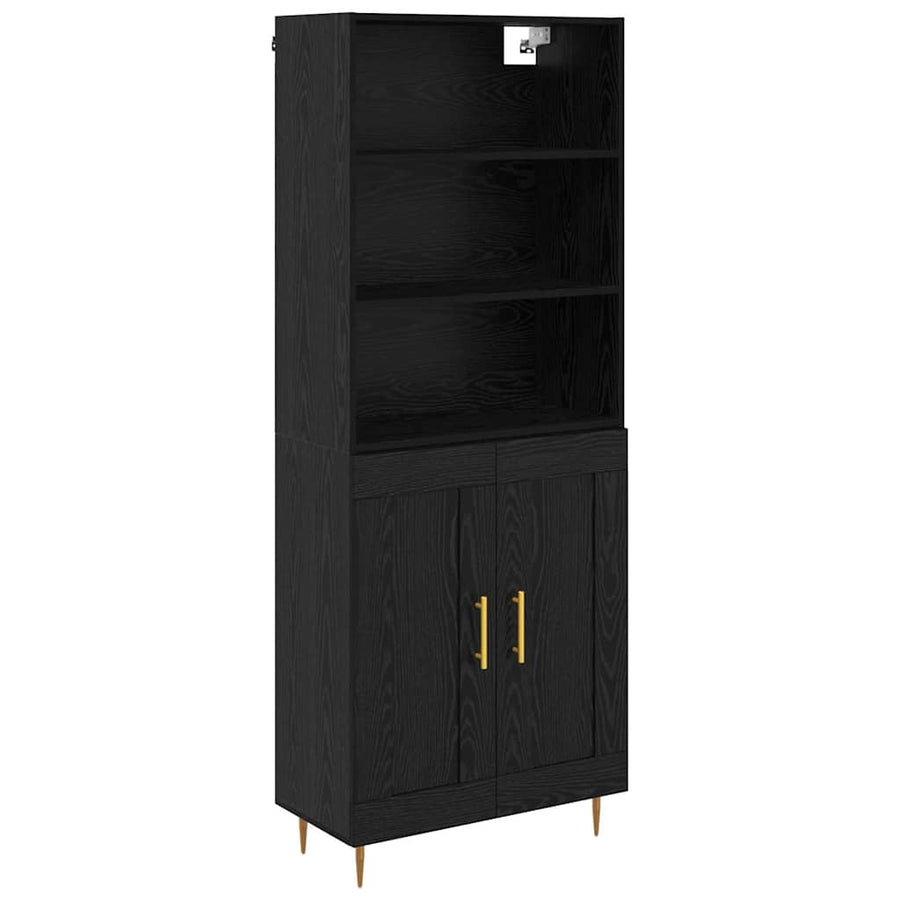 Highboard Wandgemonteerd 2 pcs Zwart Eiken Bewerkt hout