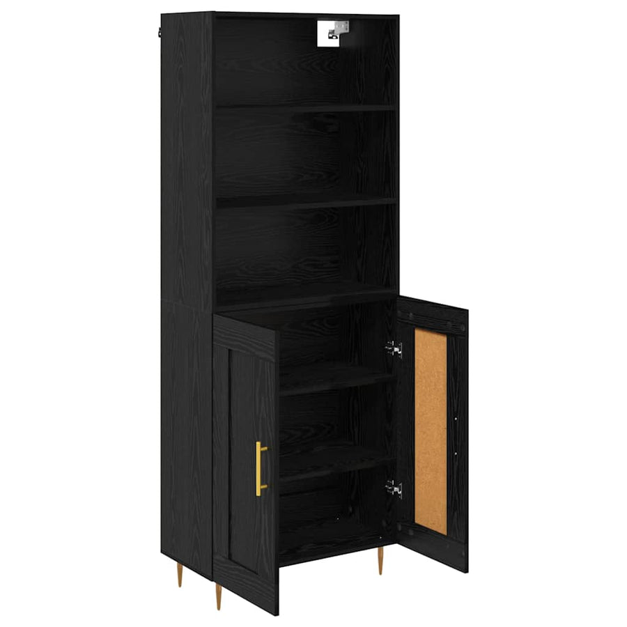 Highboard Wandgemonteerd 2 pcs Zwart Eiken Bewerkt hout