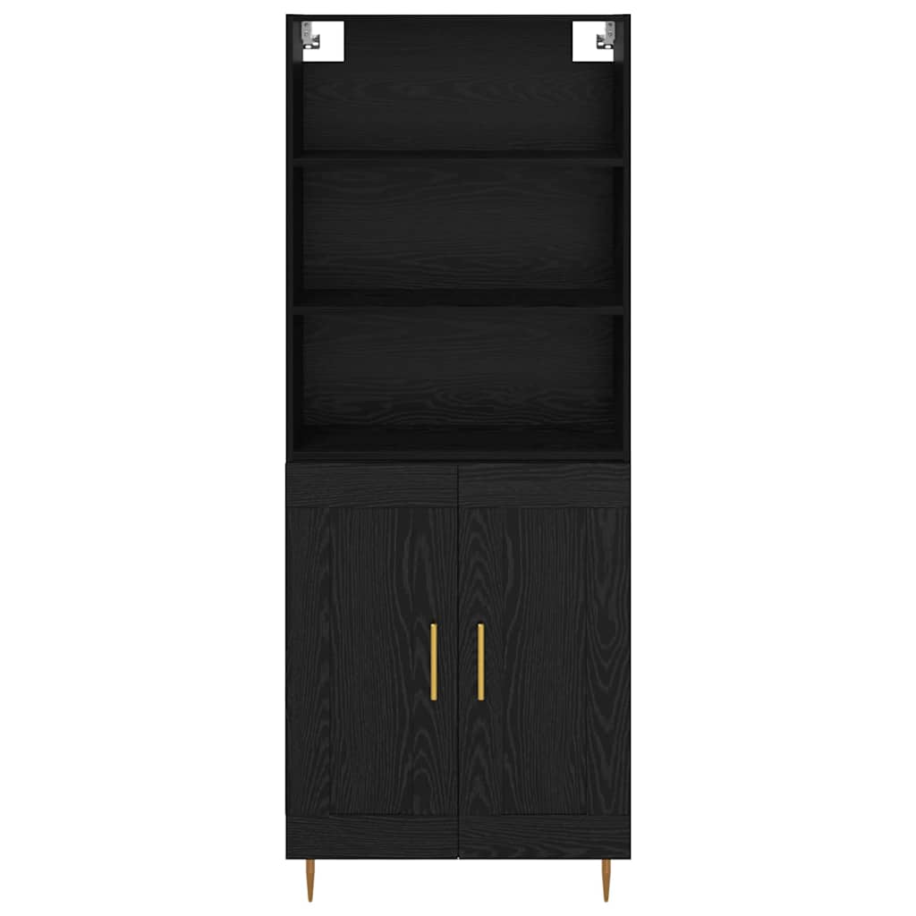 Highboard Wandgemonteerd 2 pcs Zwart Eiken Bewerkt hout