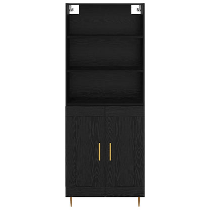 Highboard Wandgemonteerd 2 pcs Zwart Eiken Bewerkt hout