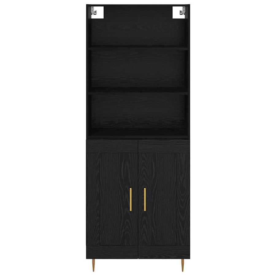 Highboard Wandgemonteerd 2 pcs Zwart Eiken Bewerkt hout