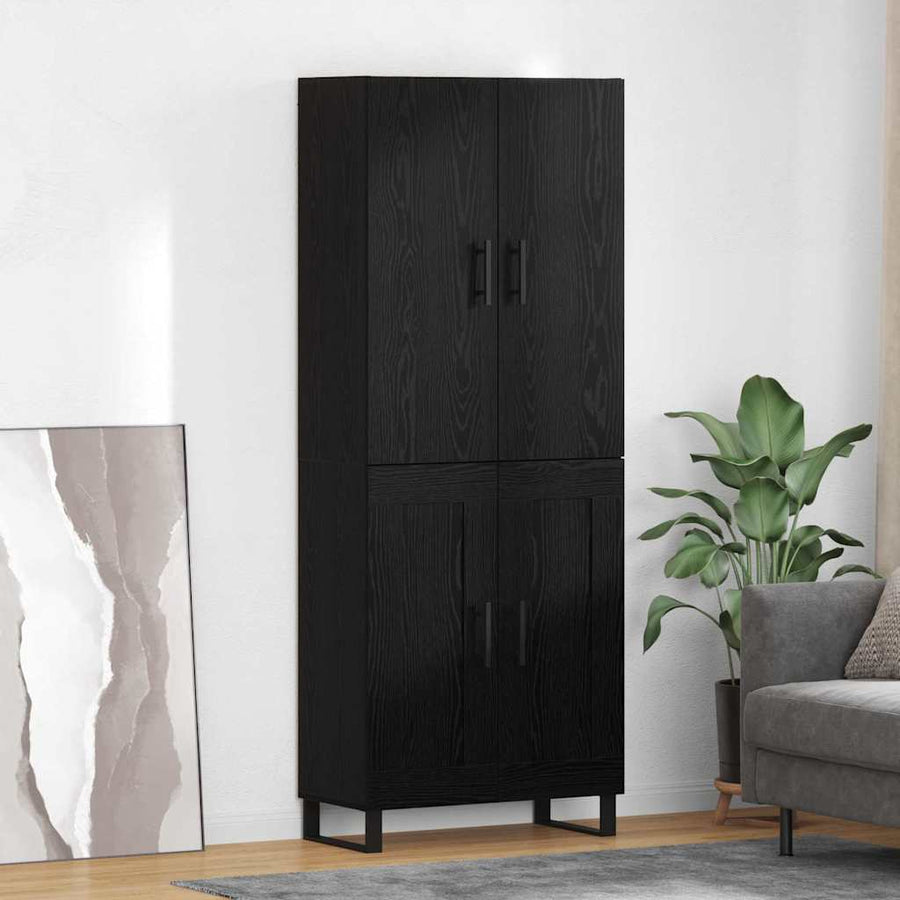 Dressoir Wandgemonteerd 2 pcs Zwart Eiken Bewerkt hout