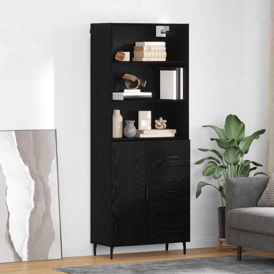 Highboard 2 pcs Zwart Eiken 69,5 x 34 x 180 cm Bewerkt hout