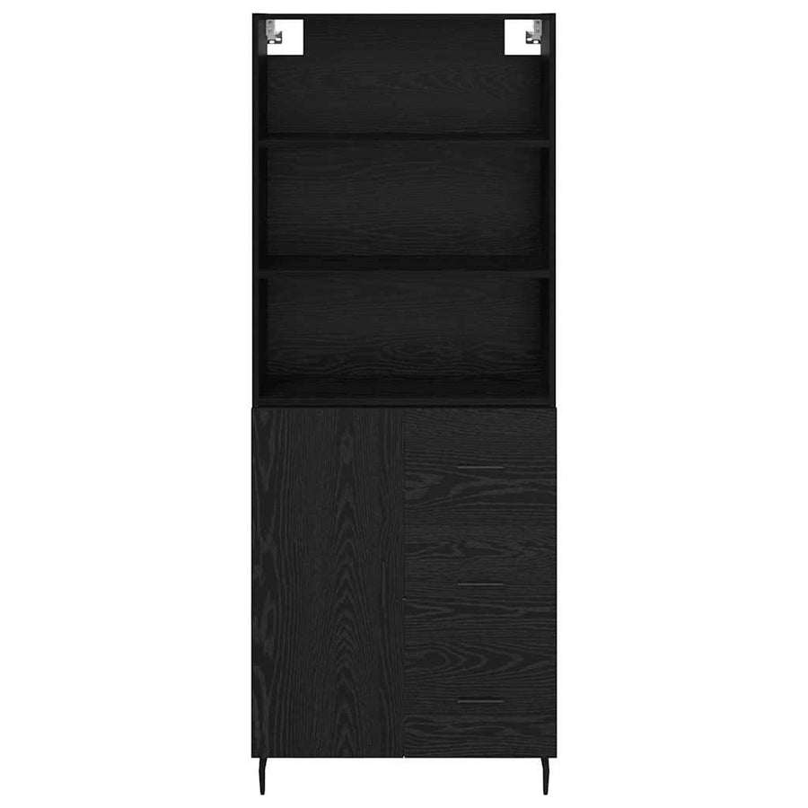 Highboard 2 pcs Zwart Eiken 69,5 x 34 x 180 cm Bewerkt hout