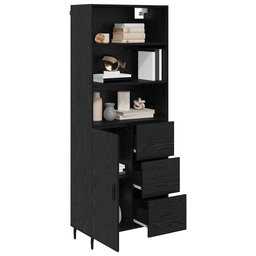 Highboard 2 pcs Zwart Eiken 69,5 x 34 x 180 cm Bewerkt hout