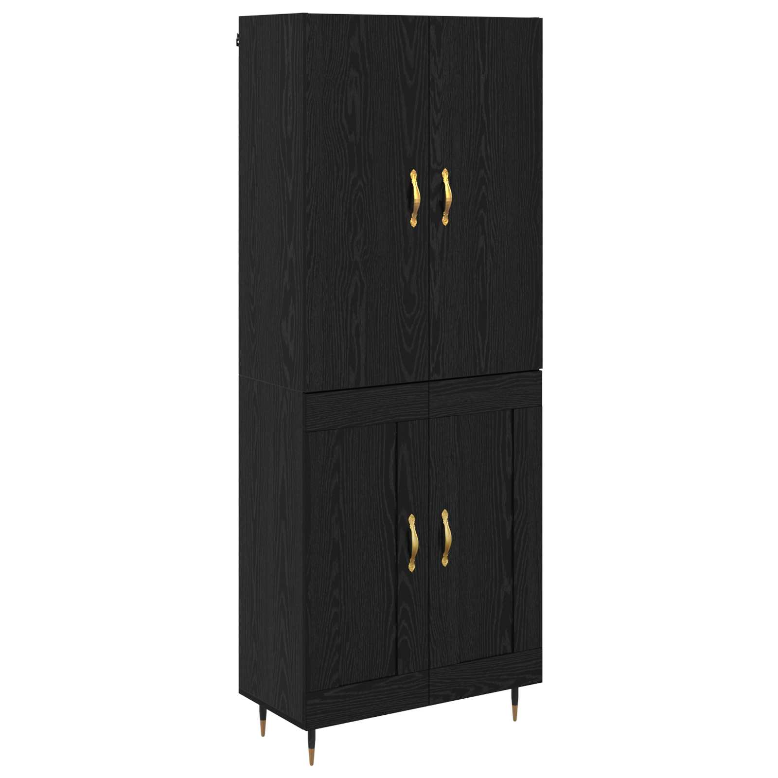 Highboard Zwart Eiken 69,5 x 34 x 180 cm Bewerkt hout