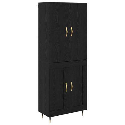 Highboard Zwart Eiken 69,5 x 34 x 180 cm Bewerkt hout