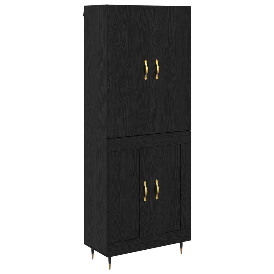 Highboard Zwart Eiken 69,5 x 34 x 180 cm Bewerkt hout