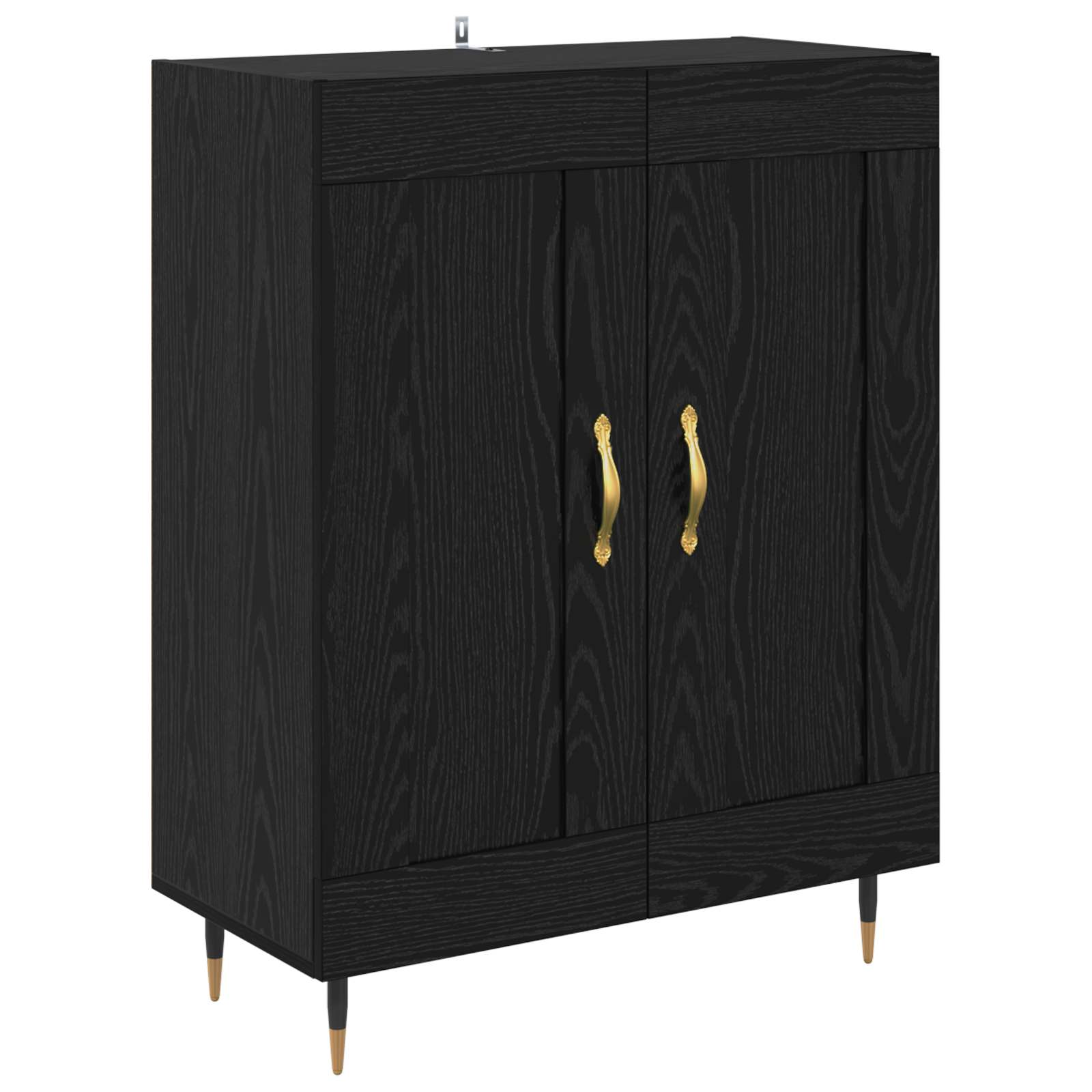 Highboard Zwart Eiken 69,5 x 34 x 180 cm Bewerkt hout