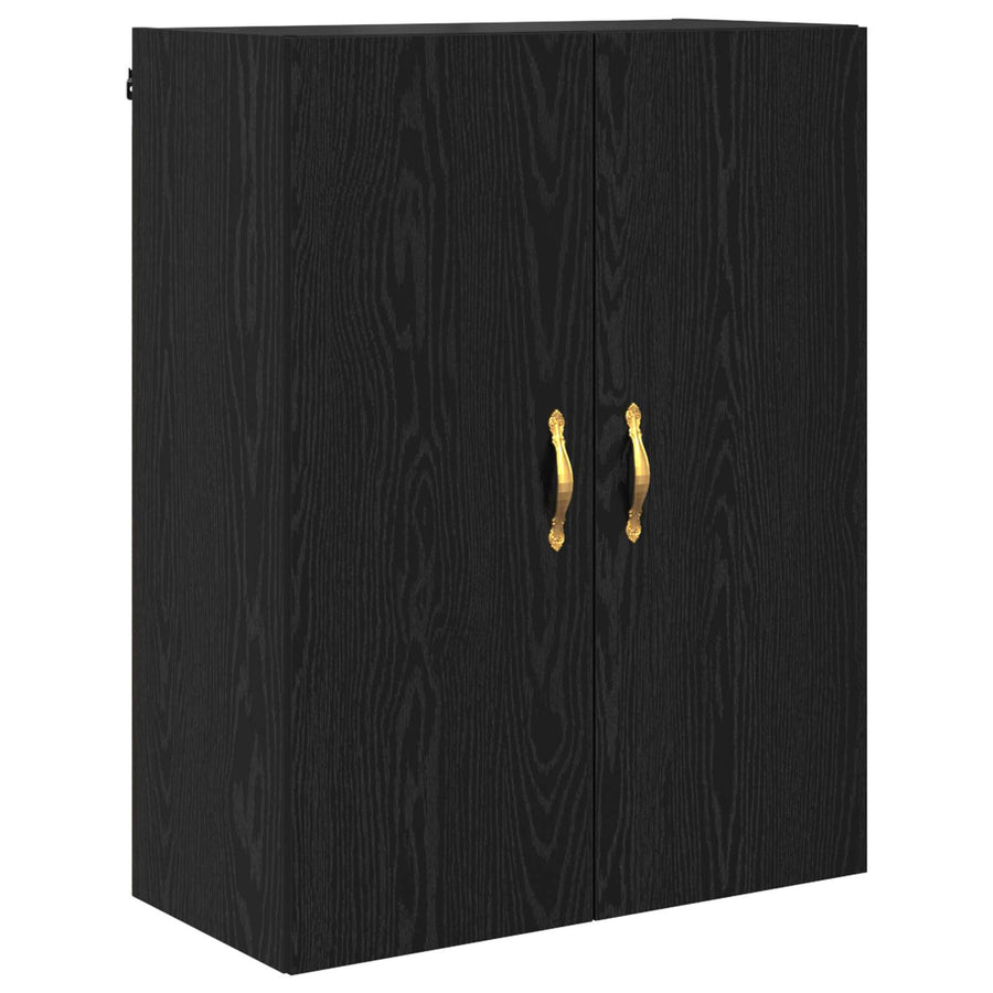 Highboard Zwart Eiken 69,5 x 34 x 180 cm Bewerkt hout