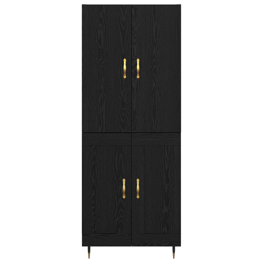 Highboard Zwart Eiken 69,5 x 34 x 180 cm Bewerkt hout