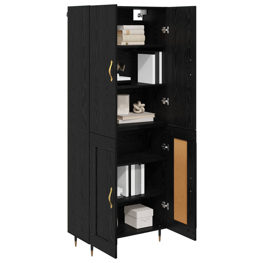 Highboard Zwart Eiken 69,5 x 34 x 180 cm Bewerkt hout