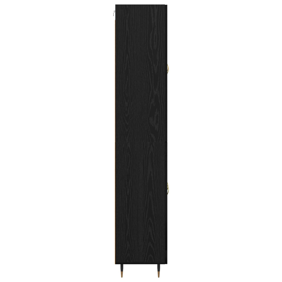 Highboard Zwart Eiken 69,5 x 34 x 180 cm Bewerkt hout