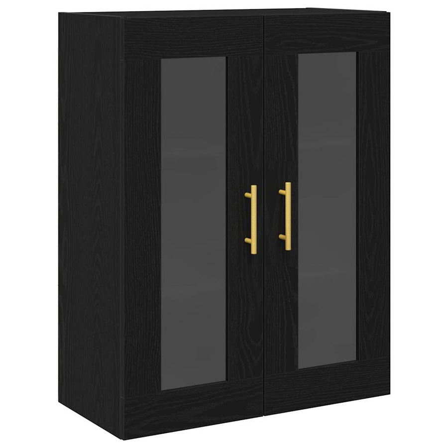 Hoge kast 2 pcs Zwart Eiken 69,5 x 34 x 180 cm Bewerkt hout