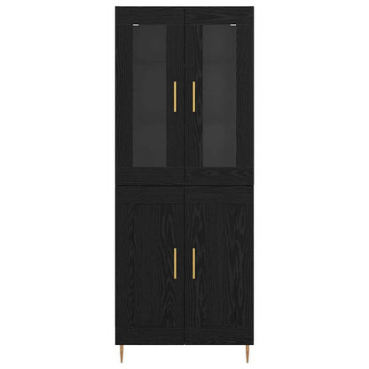 Hoge kast 2 pcs Zwart Eiken 69,5 x 34 x 180 cm Bewerkt hout