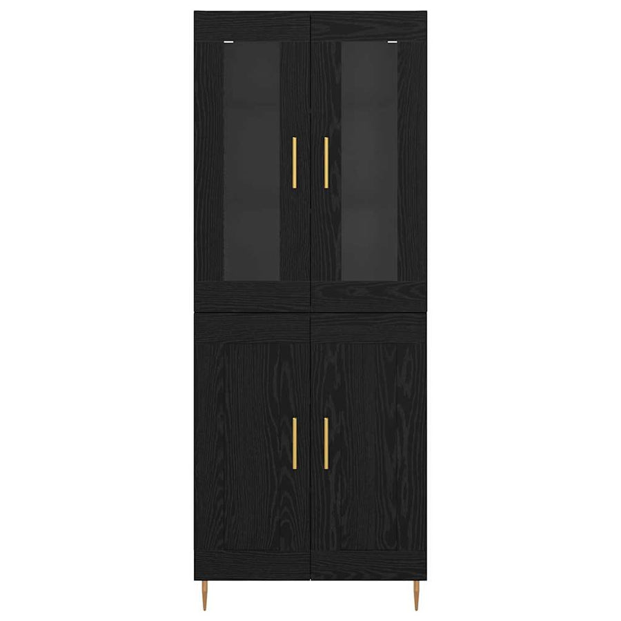 Hoge kast 2 pcs Zwart Eiken 69,5 x 34 x 180 cm Bewerkt hout