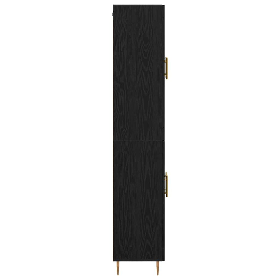 Hoge kast 2 pcs Zwart Eiken 69,5 x 34 x 180 cm Bewerkt hout