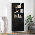 Hoge kast met lade 2 pcs Zwart Eiken Bewerkt hout