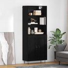 Highboard 69.5x34x180 cm zwart eiken bewerkt hout