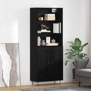 Highboard 69.5x34x180 cm zwart eiken bewerkt hout